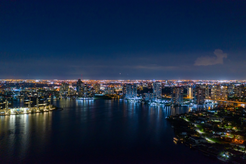 aerial night photo aventura