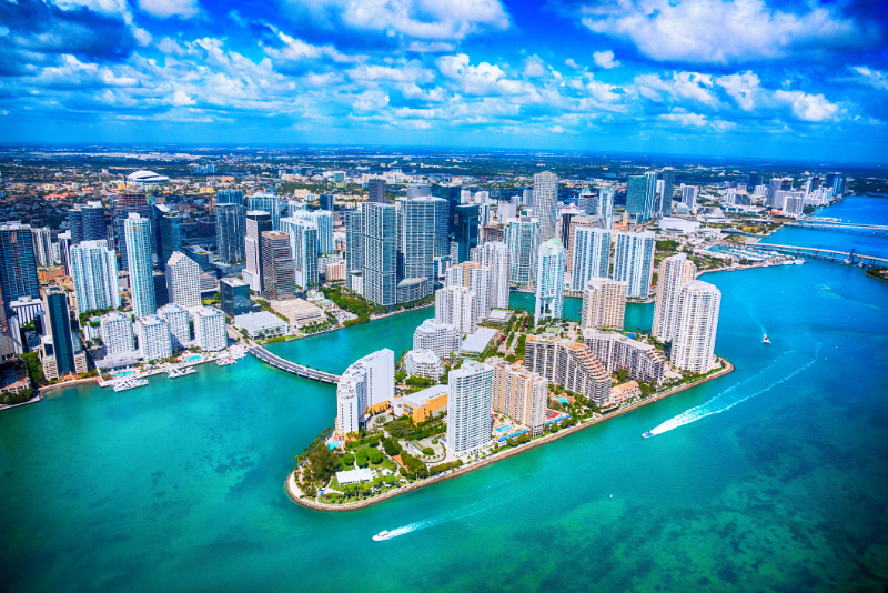 aerial view of downtown miami